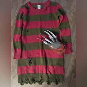 A Nightmare on Elm Street Freddy Krueger Sweater Dress Costume (Small)